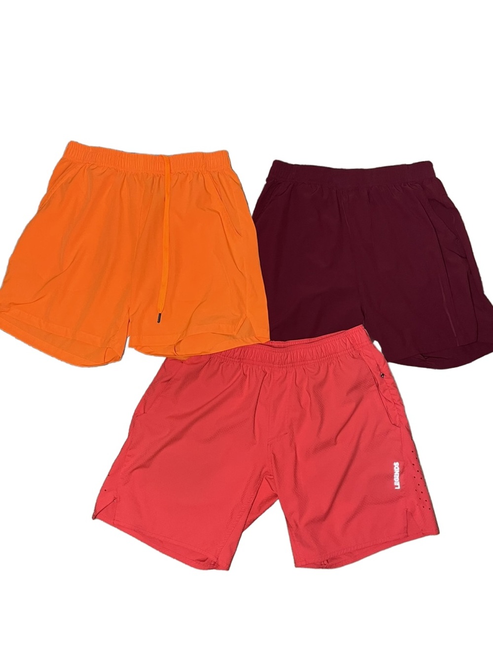 Men’s Athletic Shorts Bundle - Orange, Maroon, Coral (Size: Medium) Legends/Mier